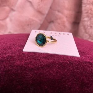 Ted Baker Rivoli Crystal Ring - Gold/Dark Green